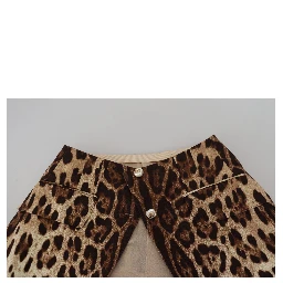 Brown Leopard Print Wool A-line Mini Skirt