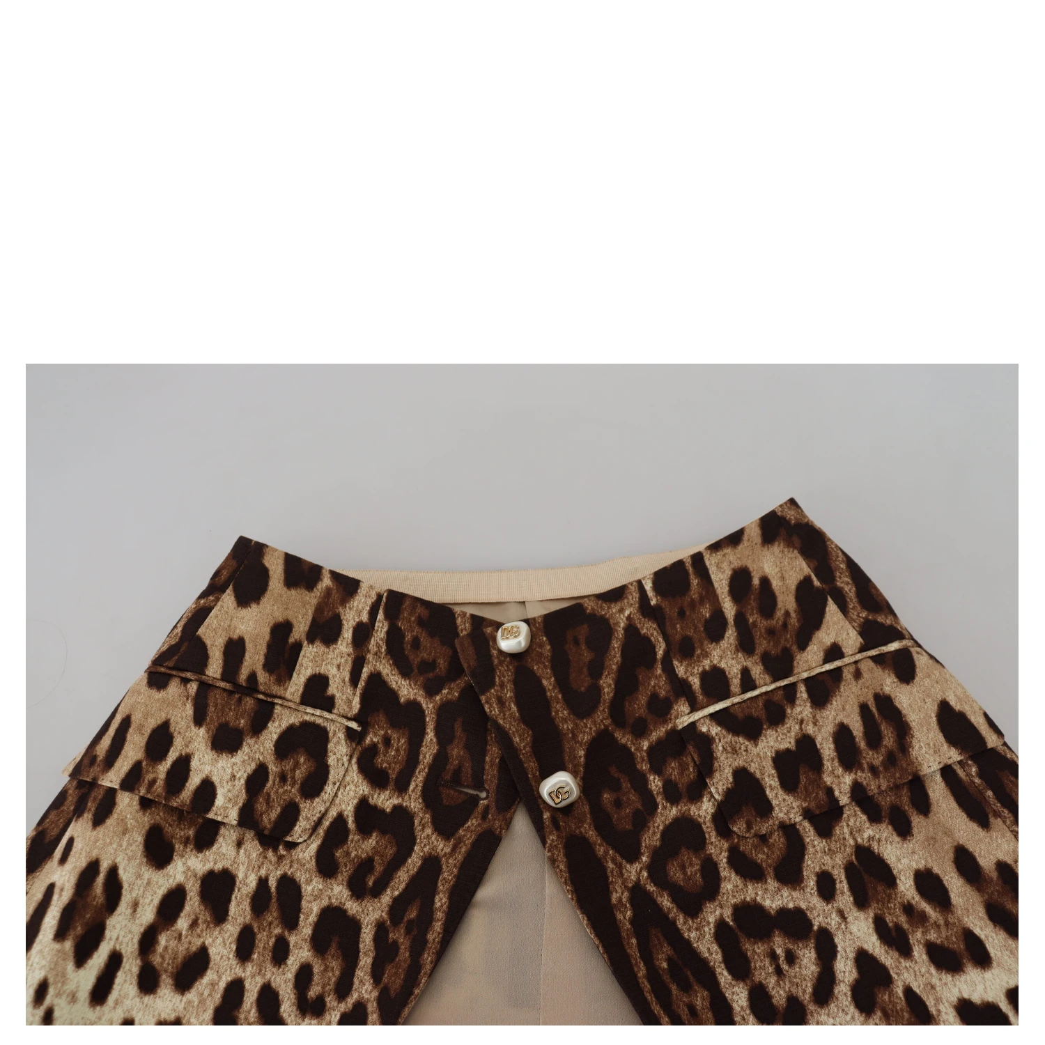 Brown Leopard Print Wool A-line Mini Skirt