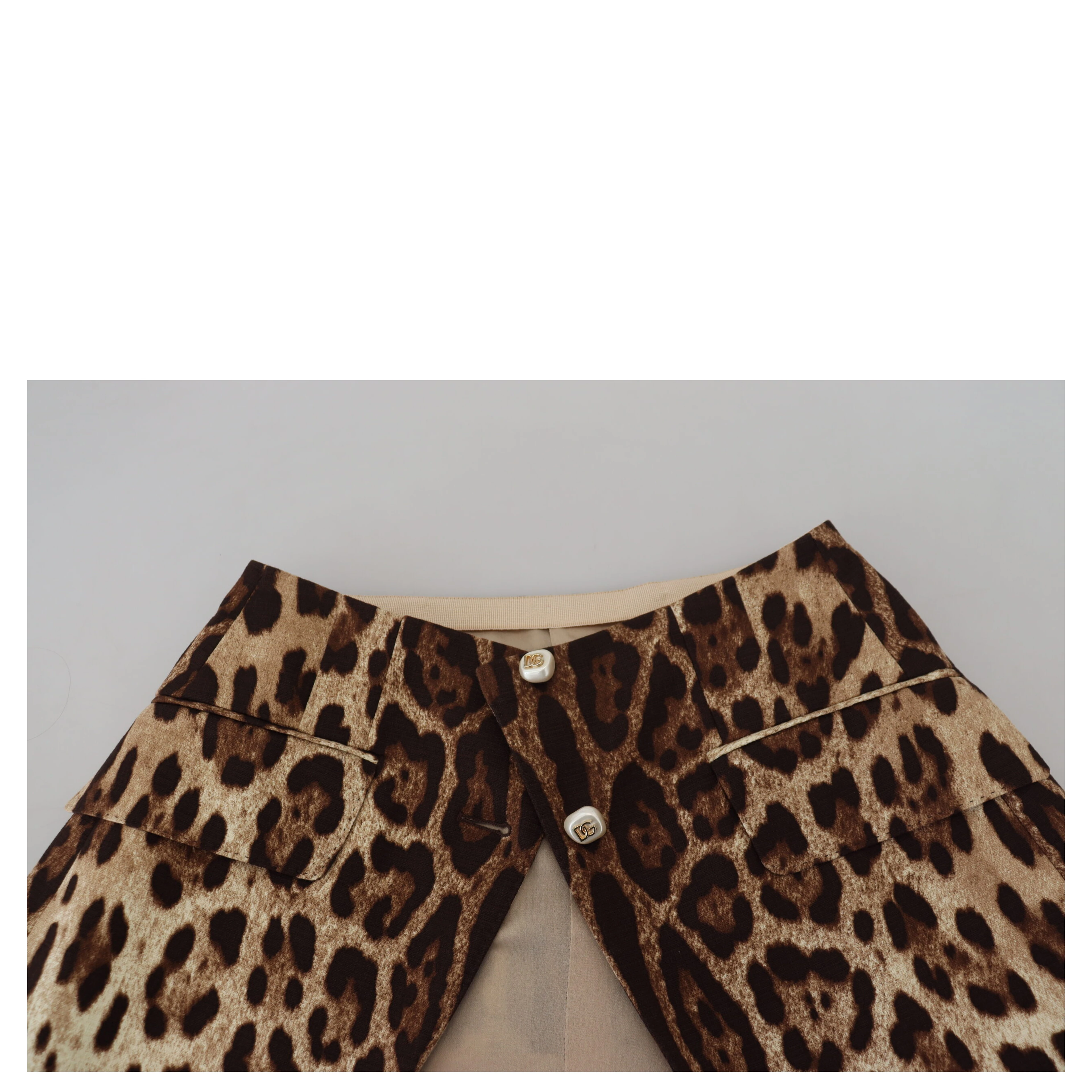 Brown Leopard Print Wool A-line Mini Skirt