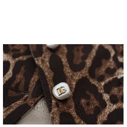 Brown Leopard Print Wool A-line Mini Skirt