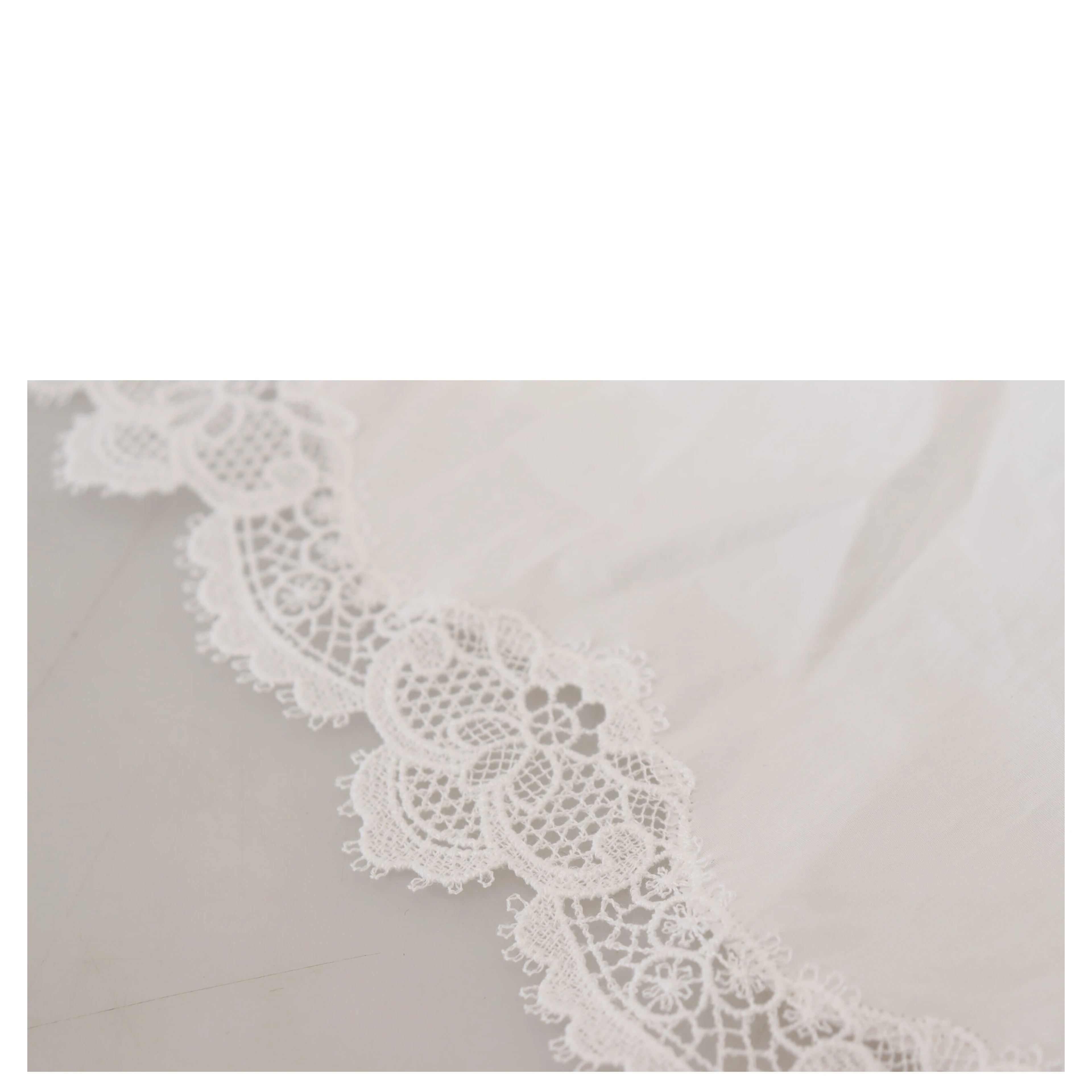 White Cotton Lace Trim Turtle Neck Blouse Top