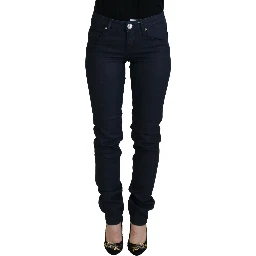 Blue Cotton Low Waist Slim Fit Women Casual Denim Jeans