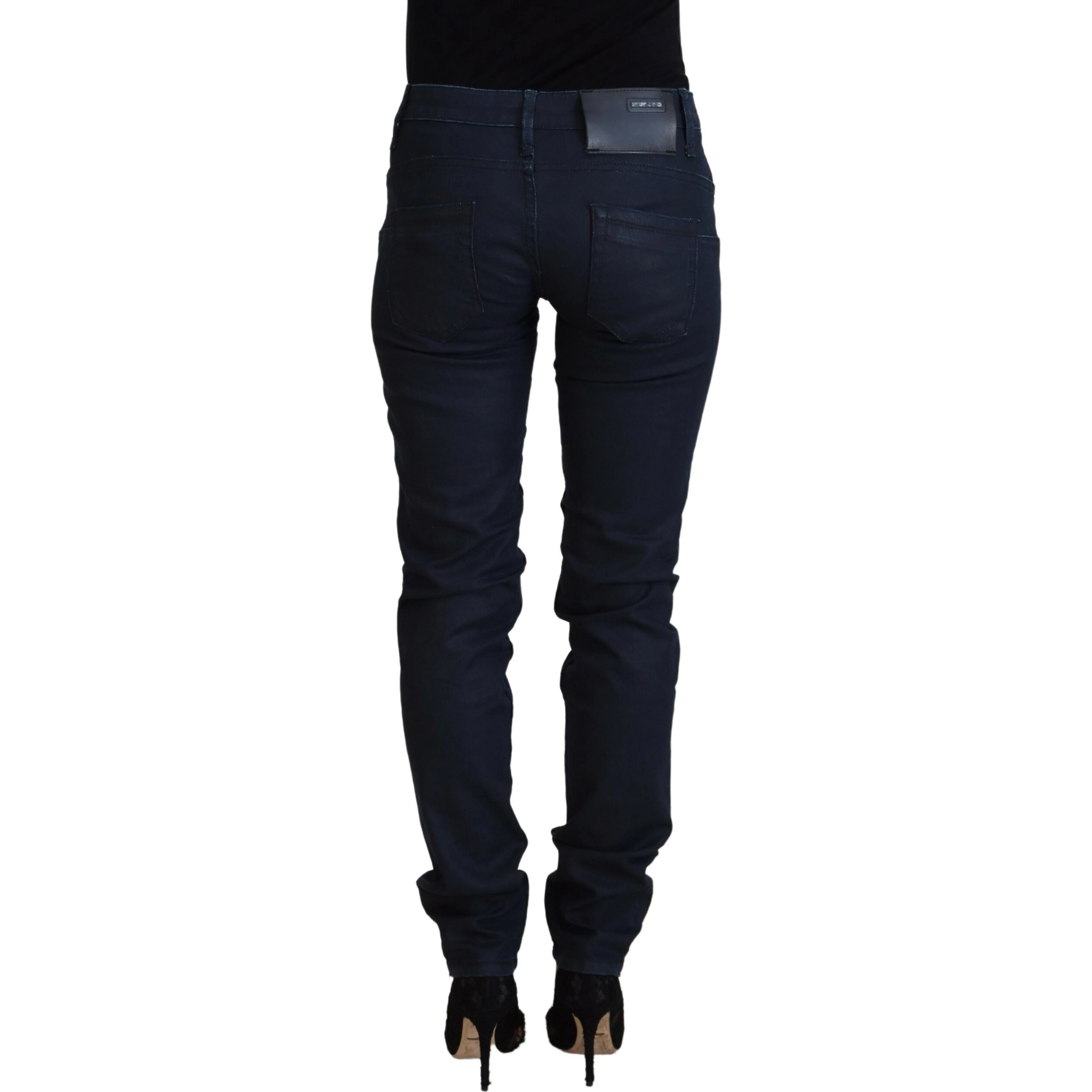 Blue Cotton Low Waist Slim Fit Women Casual Denim Jeans