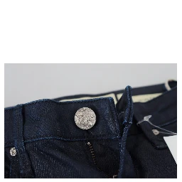 Blue Cotton Low Waist Slim Fit Women Casual Denim Jeans