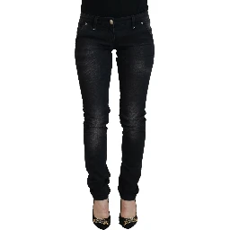 Black Washed Cotton Skinny Women Casual Denim Jeans