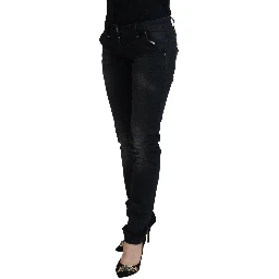 Black Washed Cotton Skinny Women Casual Denim Jeans