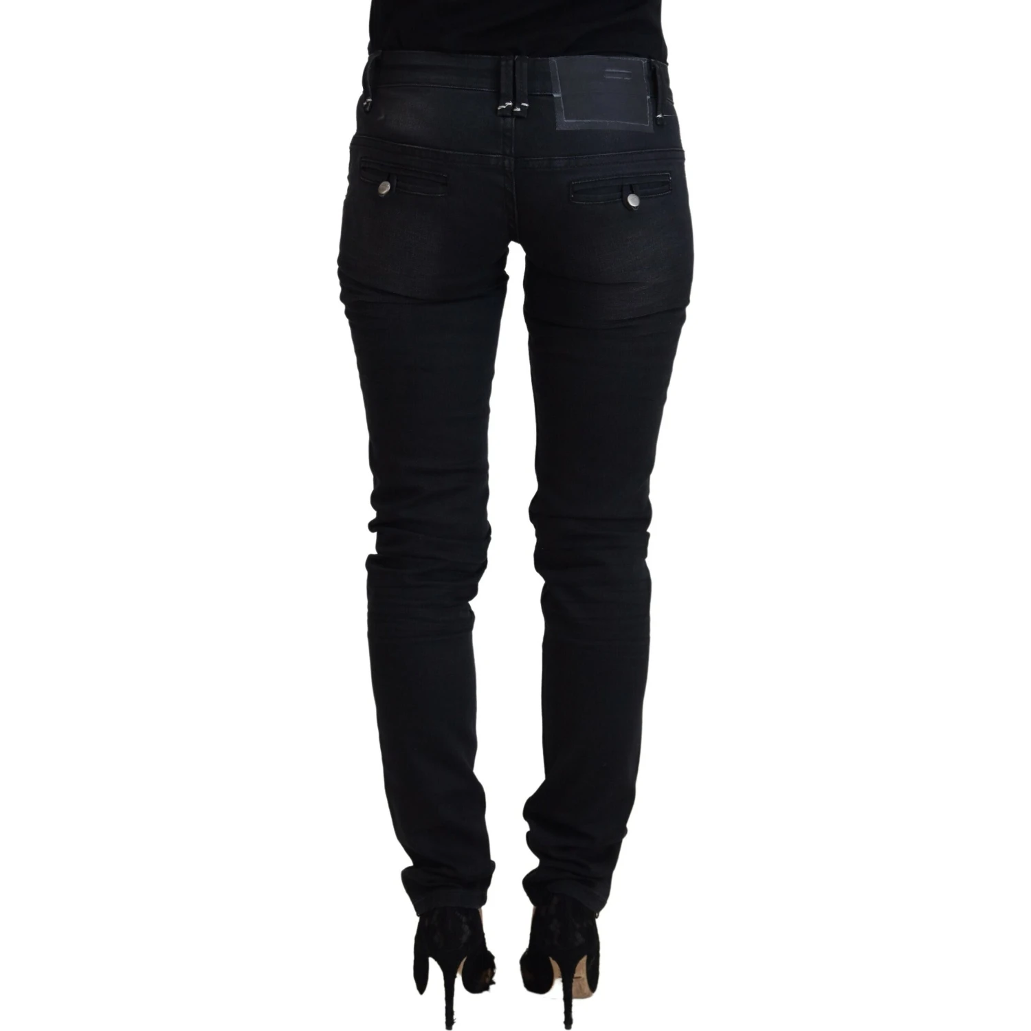 Black Washed Cotton Skinny Women Casual Denim Jeans