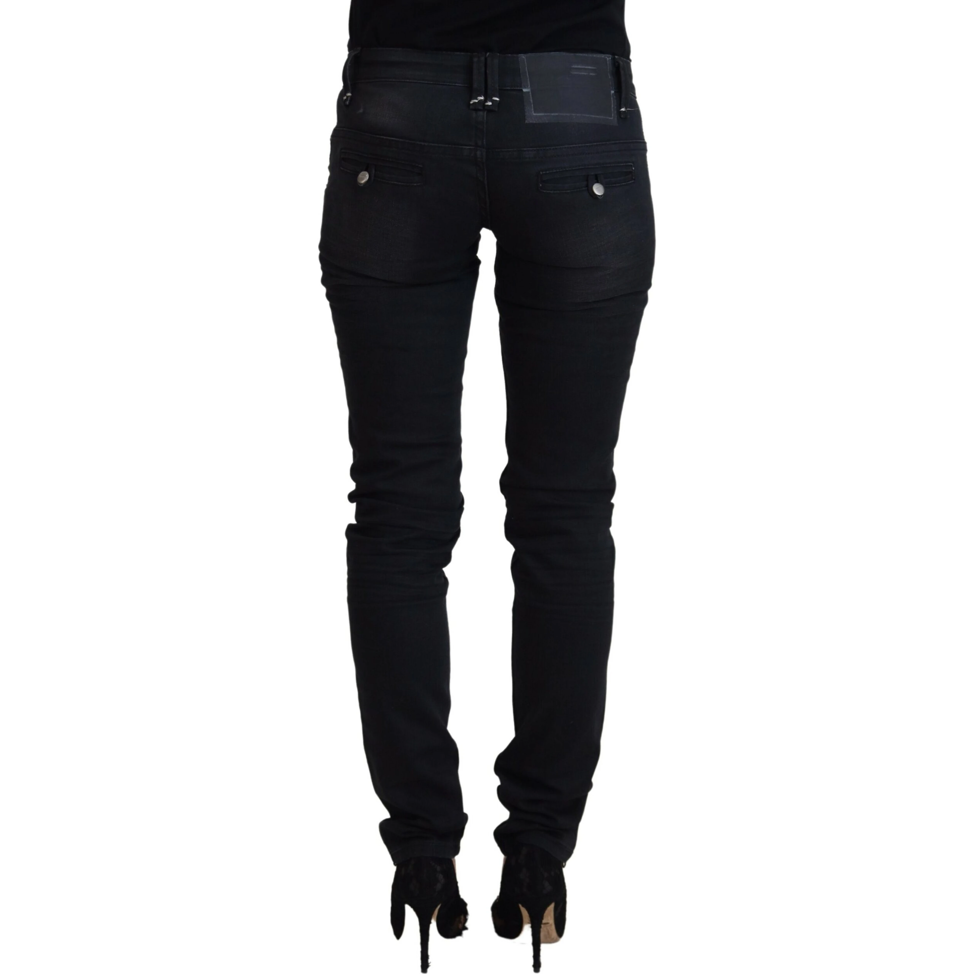Black Washed Cotton Skinny Women Casual Denim Jeans