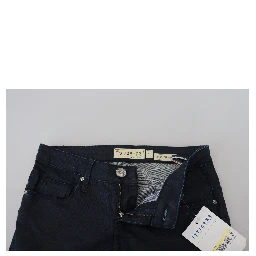 Blue Cotton Skinny Low Waist Women Casual Denim Jeans