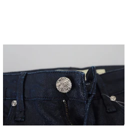 Blue Cotton Skinny Low Waist Women Casual Denim Jeans