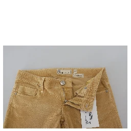 Brown Cotton Corduroy Low Waist Women Casual Jeans