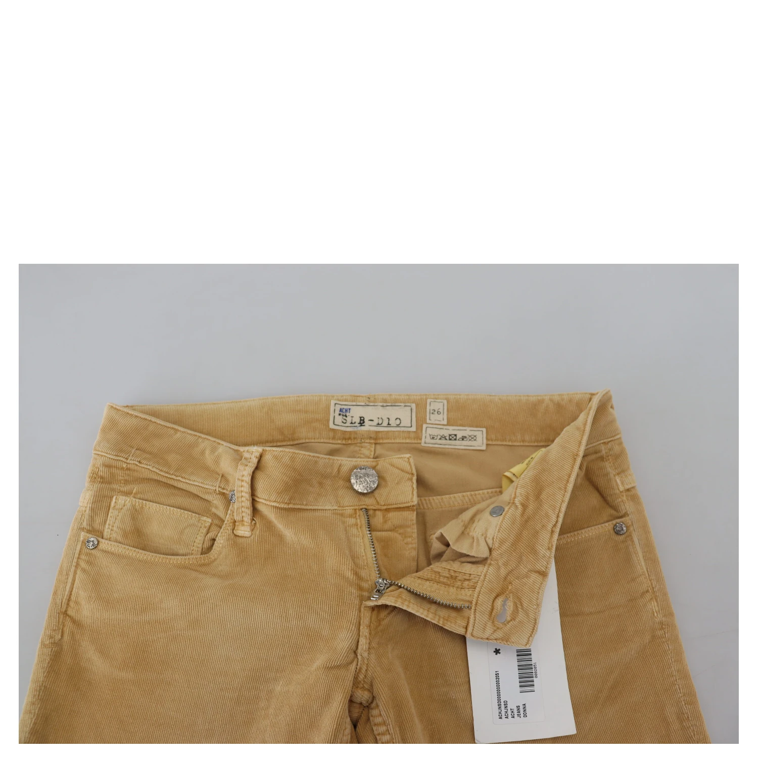 Brown Cotton Corduroy Low Waist Women Casual Jeans