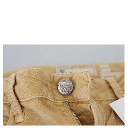 Brown Cotton Corduroy Low Waist Women Casual Jeans