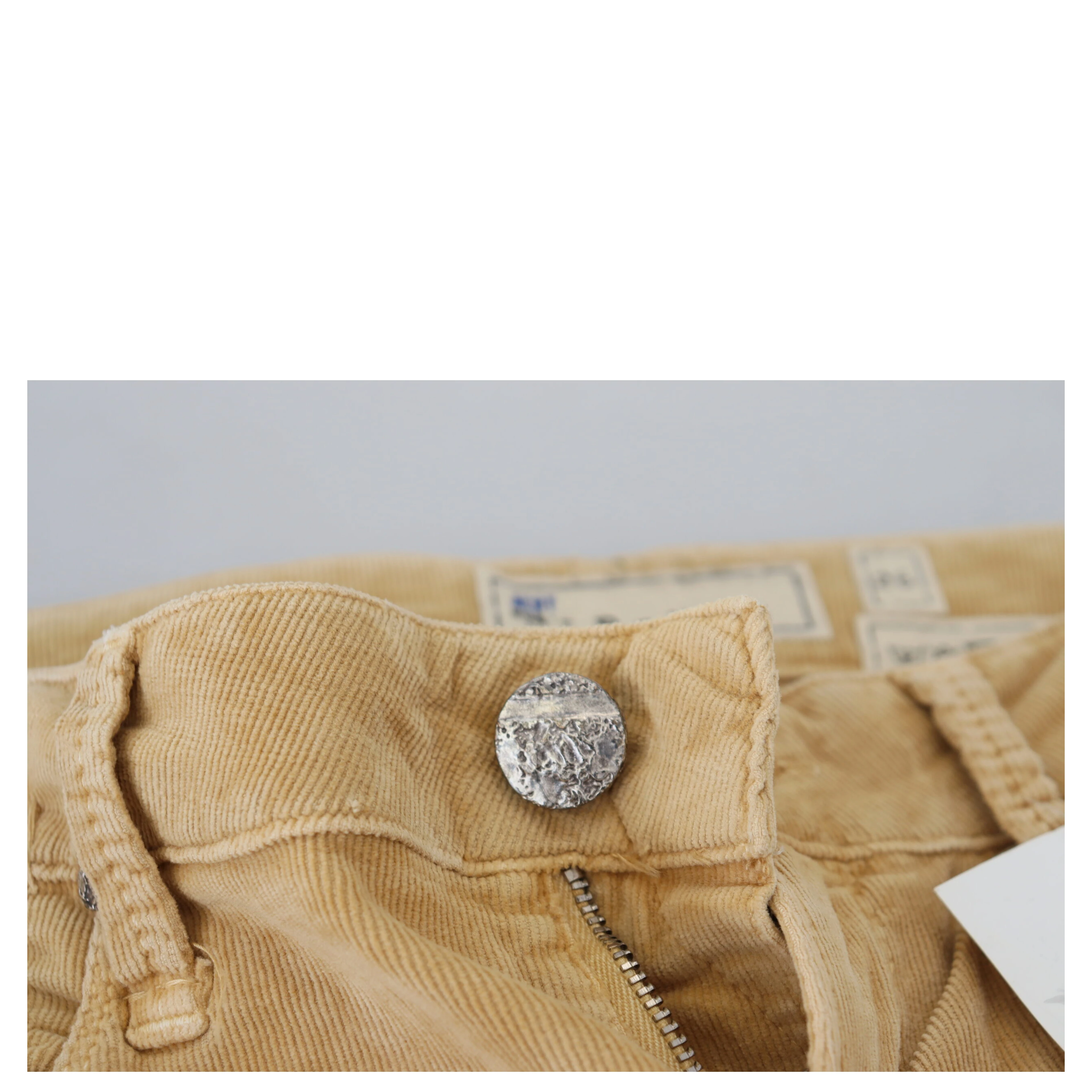 Brown Cotton Corduroy Low Waist Women Casual Jeans