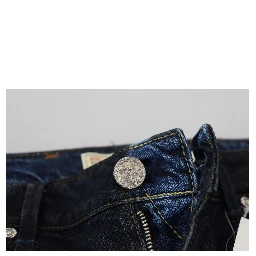 Blue Cotton Low Waist Slim Fit Women Casual Jeans