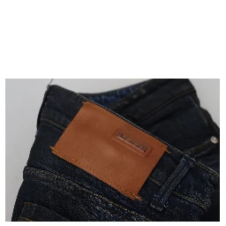Blue Cotton Low Waist Slim Fit Women Casual Jeans