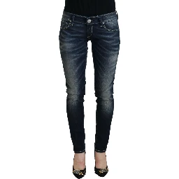 Blue Washed Cotton Slim Fit Women Denim Jeans