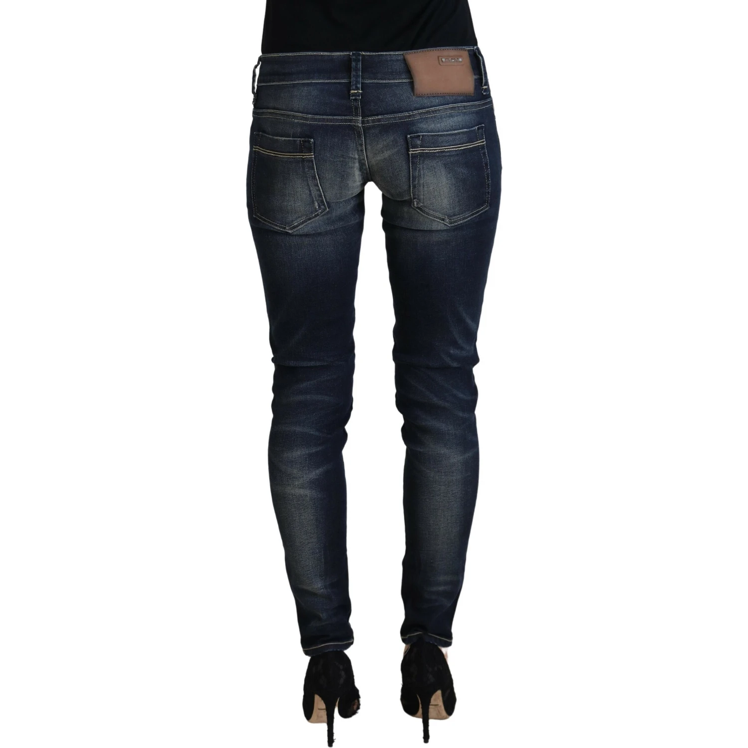 Blue Washed Cotton Slim Fit Women Denim Jeans