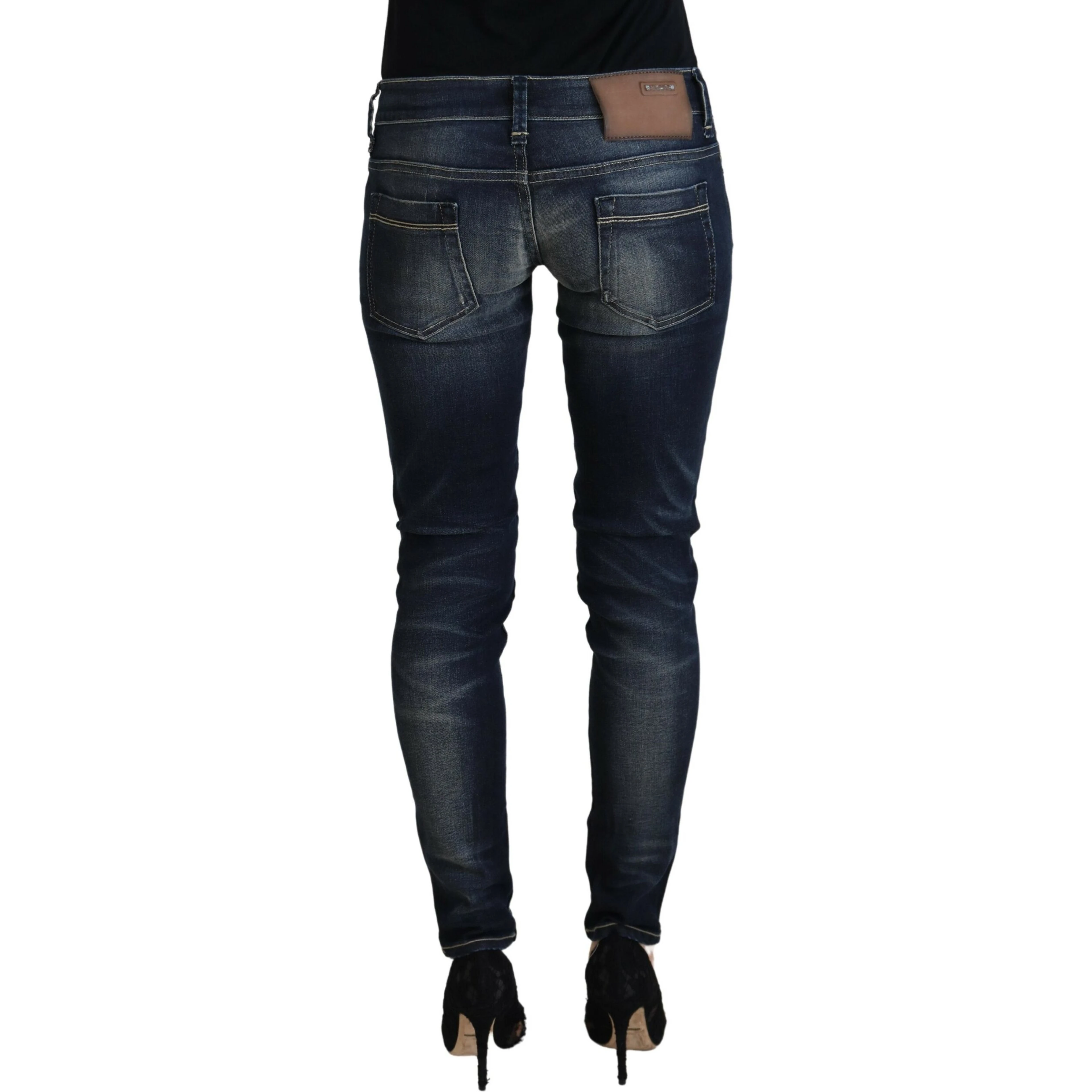 Blue Washed Cotton Slim Fit Women Denim Jeans