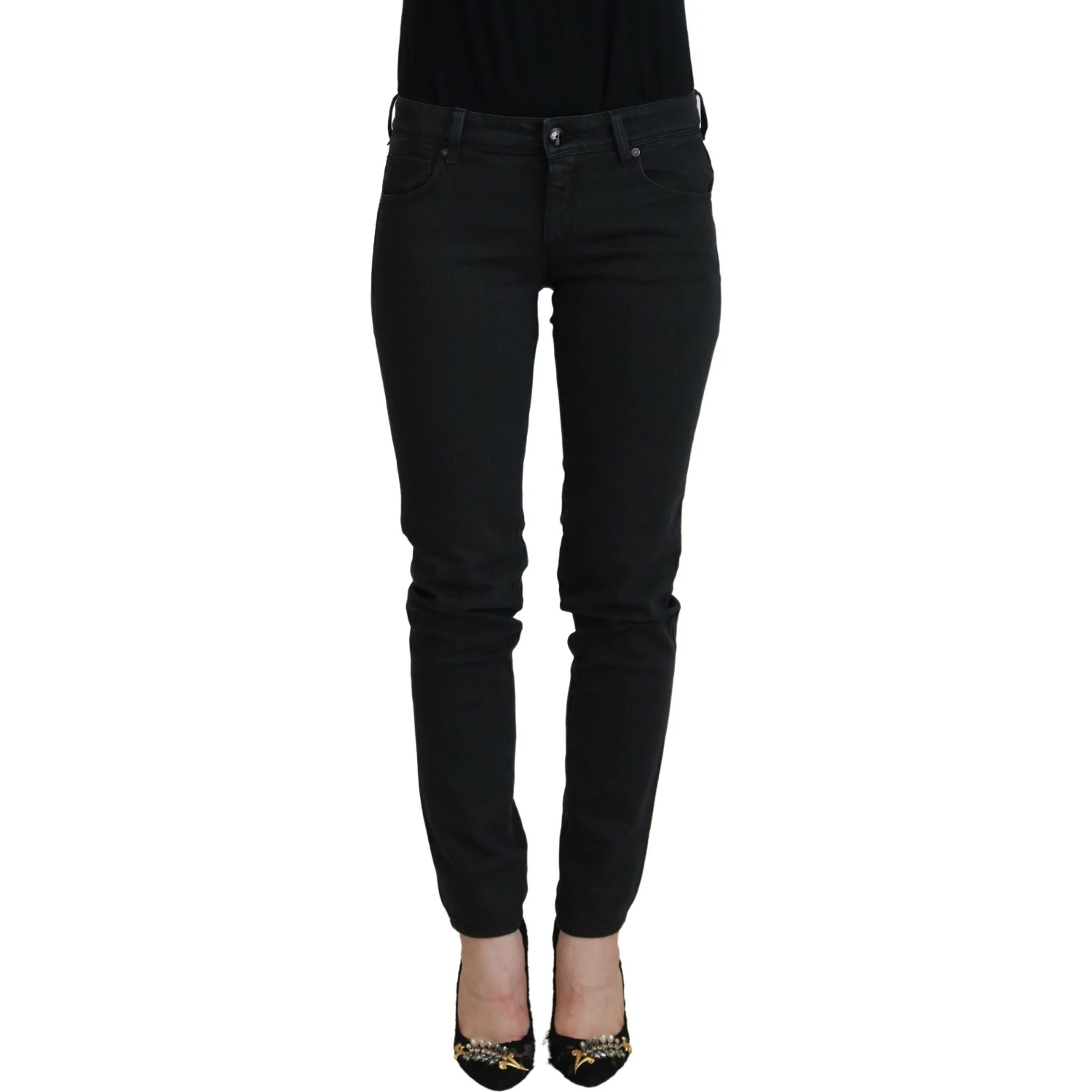 Black Cotton Slim Fit Women Denim Jeans