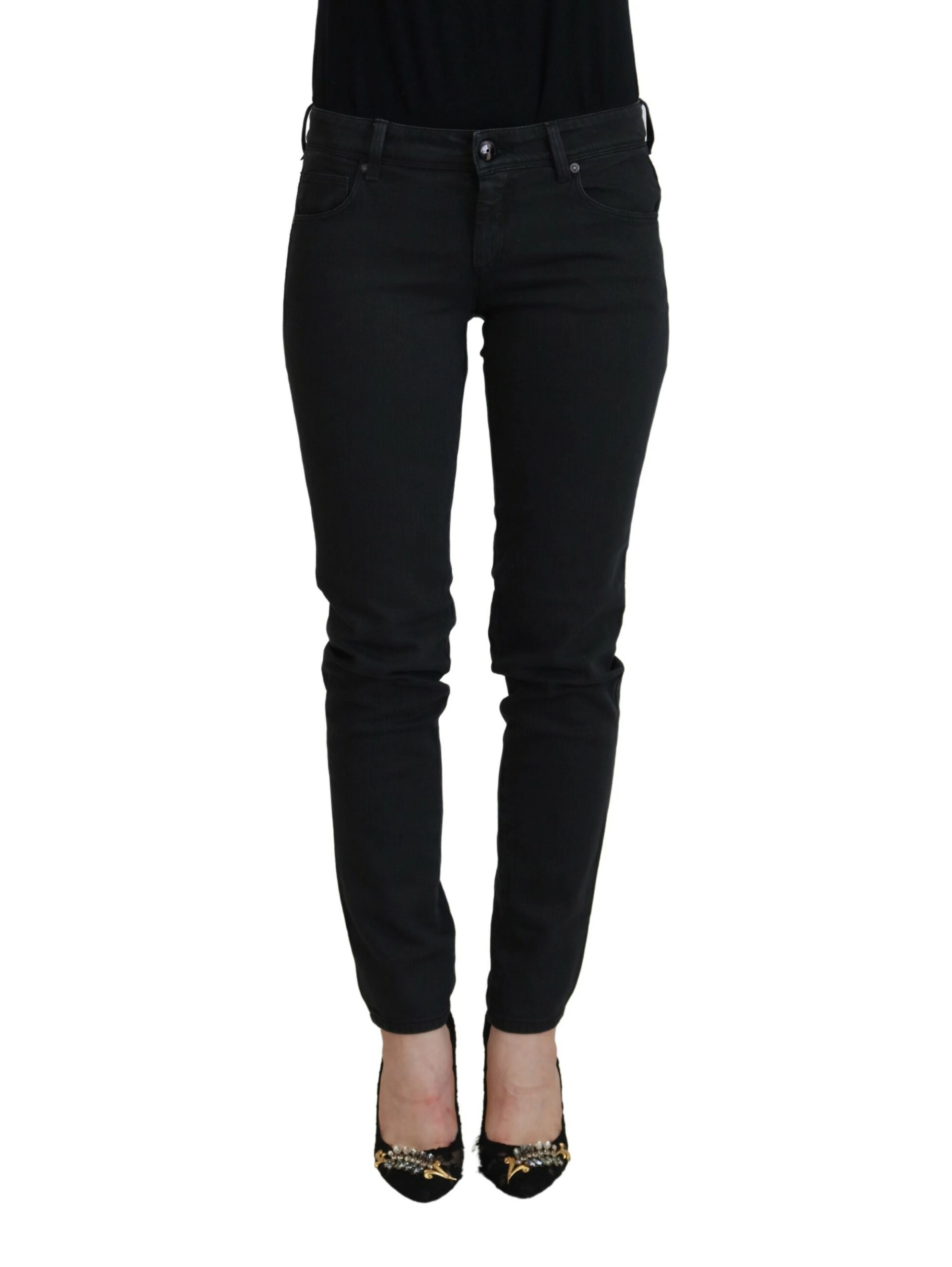 Black Cotton Slim Fit Women Denim Jeans