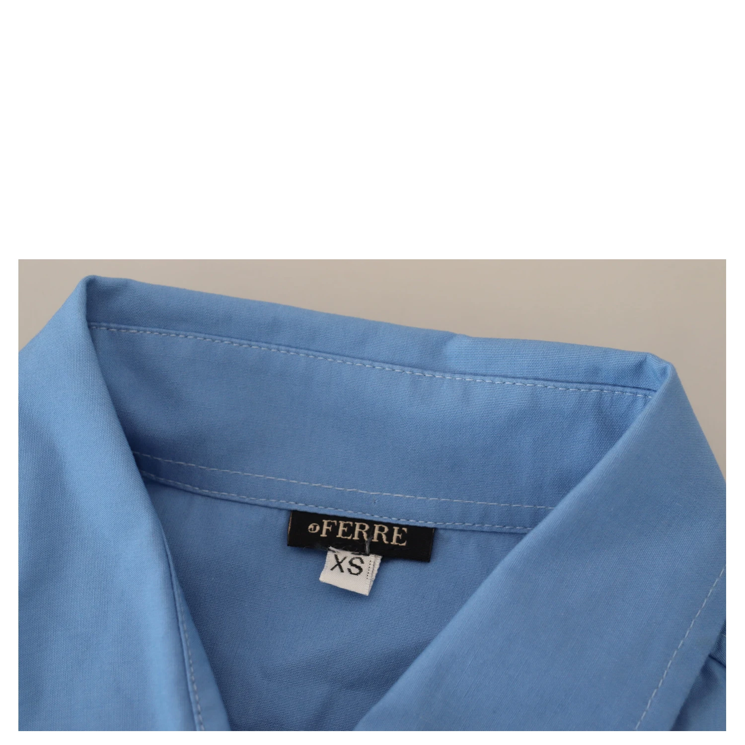 Blue Cotton Long Sleeves Collared Button Down Top