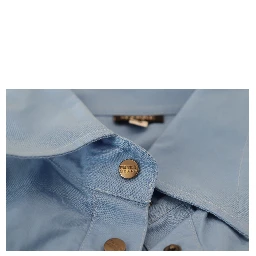 Blue Cotton Long Sleeves Collared Button Down Top