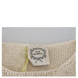 Beige Cotton Blend Sleeveless Round Neck Tank Top