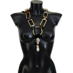 Gold Brass Sicily Crystal Robe Statement Necklace