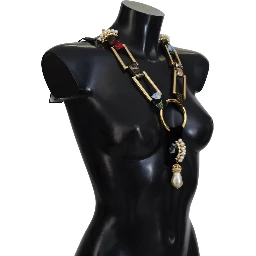 Gold Brass Sicily Crystal Robe Statement Necklace