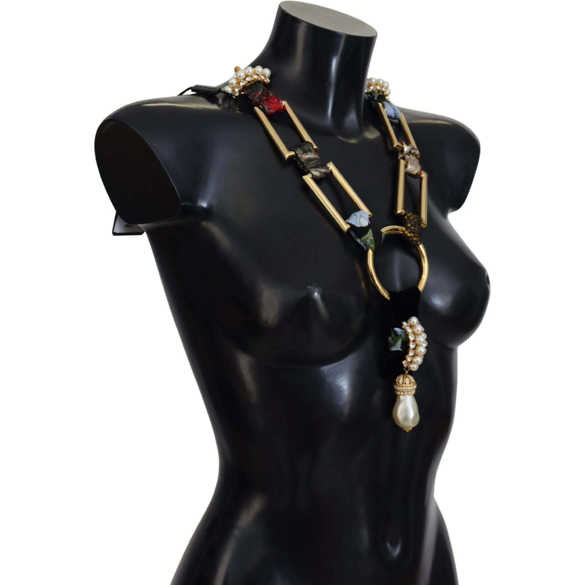 Gold Brass Sicily Crystal Robe Statement Necklace