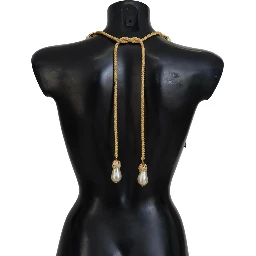 Gold Brass Sicily Crystal Robe Statement Necklace