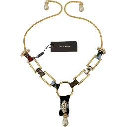 Gold Brass Sicily Crystal Robe Statement Necklace
