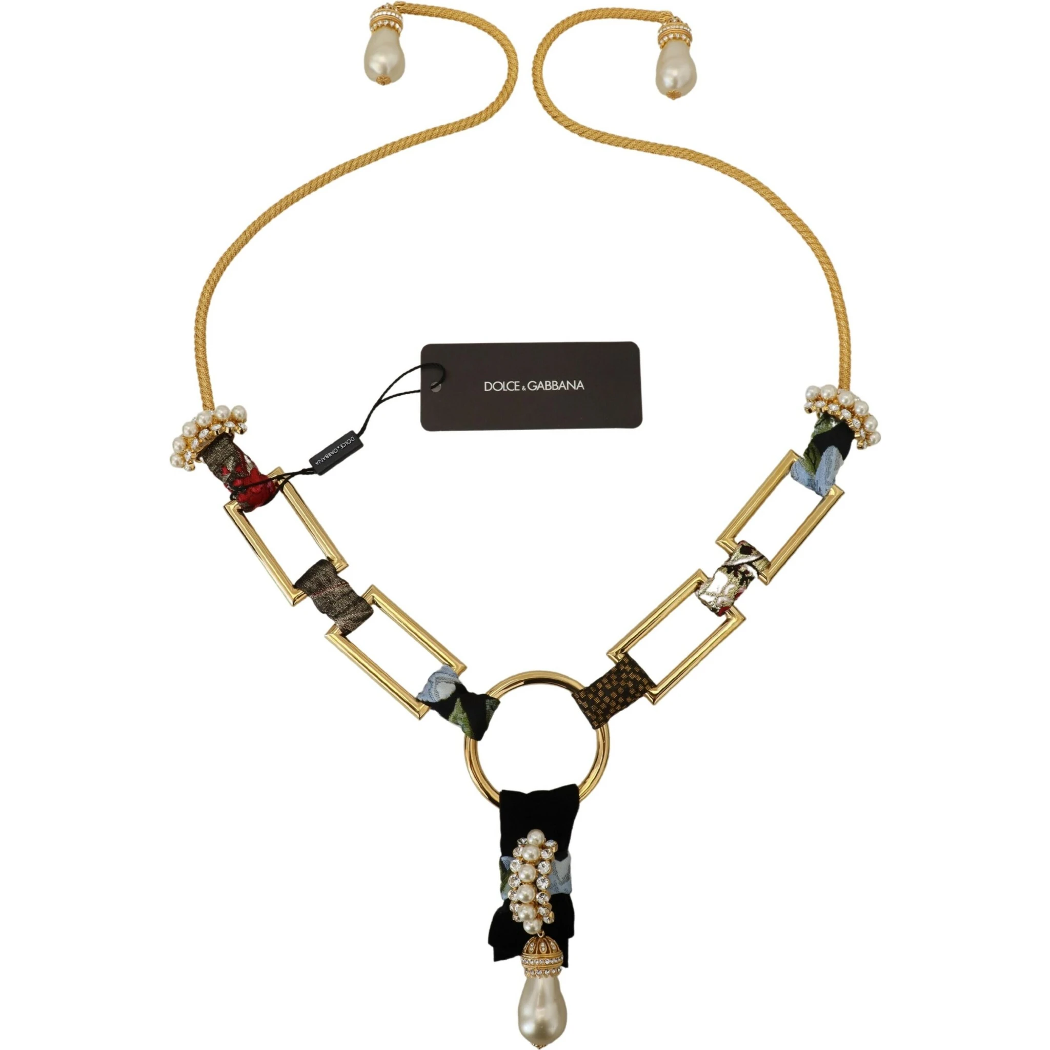 Gold Brass Sicily Crystal Robe Statement Necklace