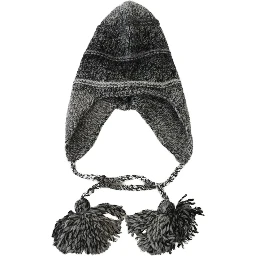 Gray Warm Fleece Ear Flaps Knit Beanie Hat