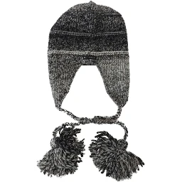 Gray Warm Fleece Ear Flaps Knit Beanie Hat