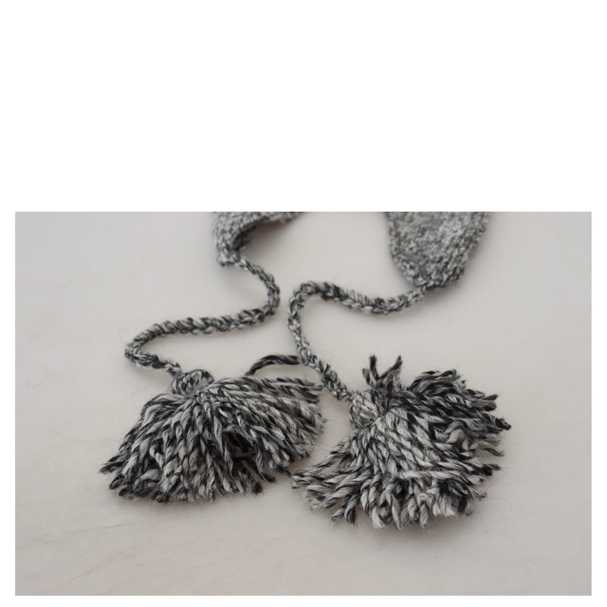 Gray Warm Fleece Ear Flaps Knit Beanie Hat