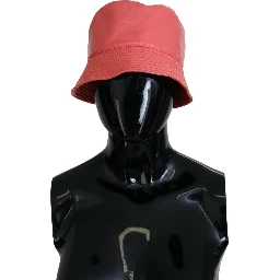 Peach Quilted Faux Leather Women Bucket Cap Hat
