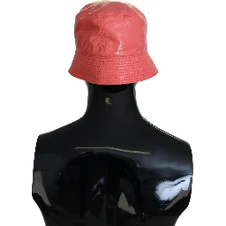 Peach Quilted Faux Leather Women Bucket Cap Hat