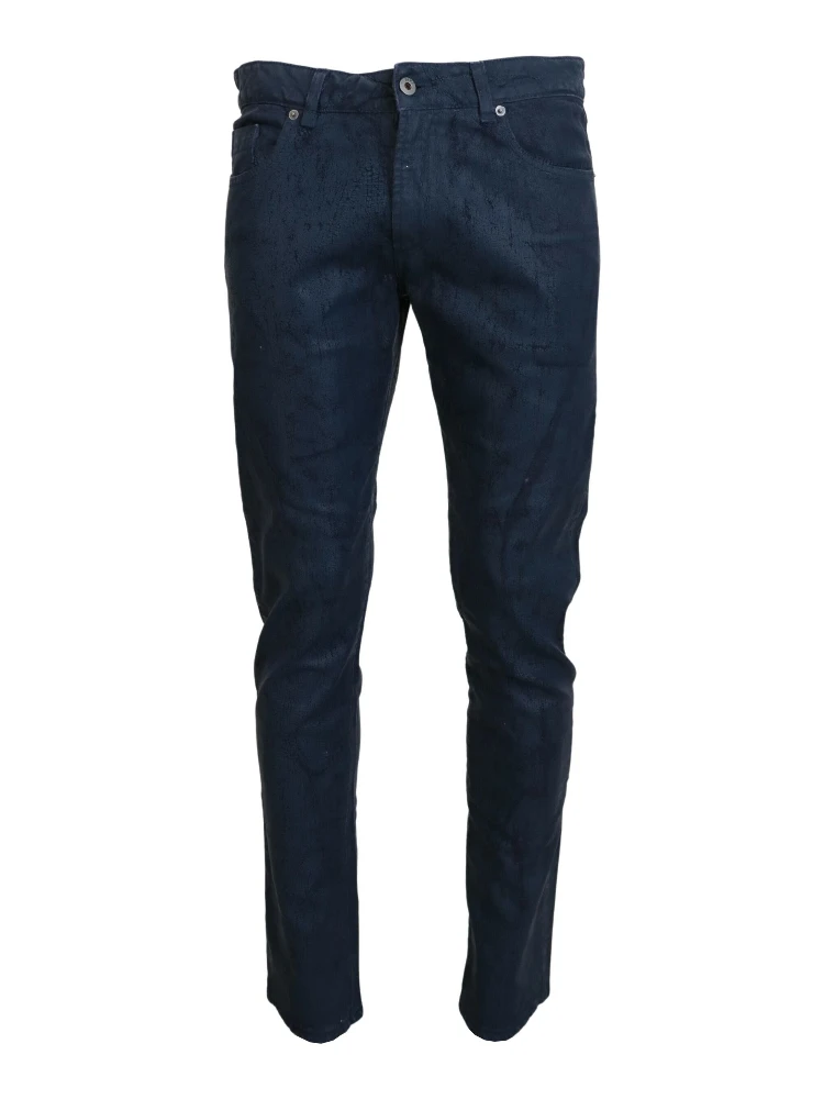 Blue Cotton Tapered Slim Fit Men Casual Denim Jeans