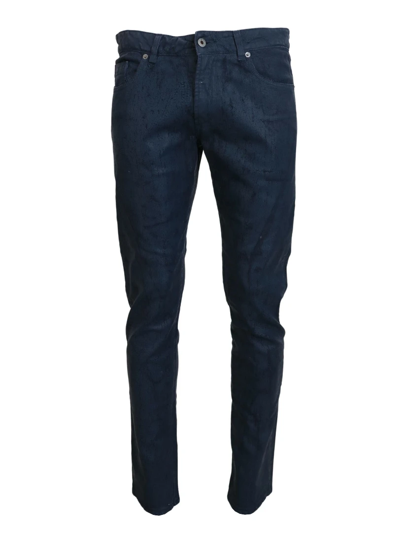 Blue Cotton Tapered Slim Fit Men Casual Denim Jeans