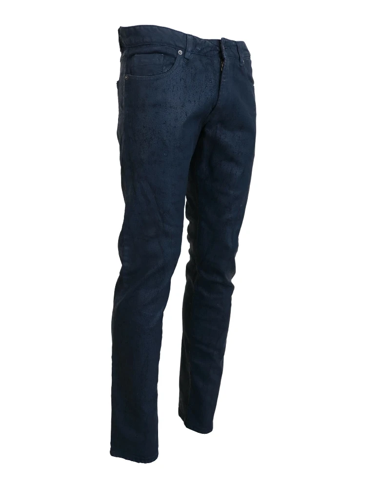 Blue Cotton Tapered Slim Fit Men Casual Denim Jeans alternative
