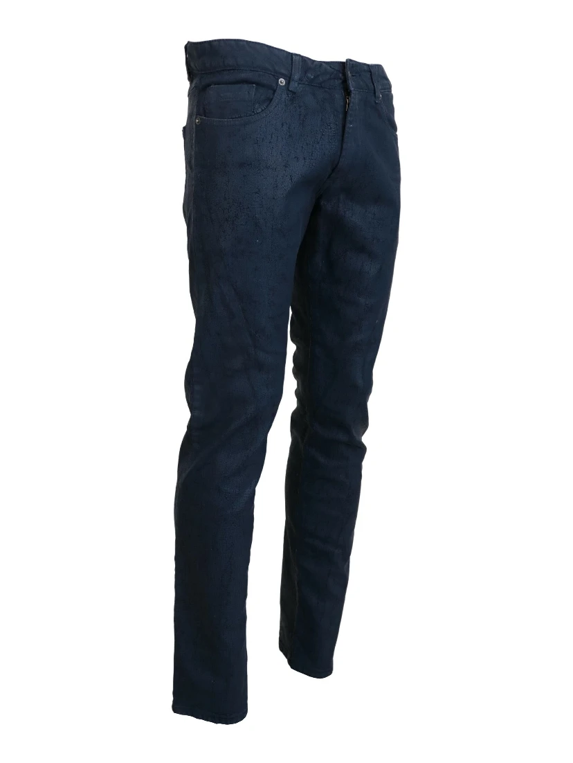 Blue Cotton Tapered Slim Fit Men Casual Denim Jeans