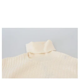 Ivory Turtleneck Distressed Cuff Pullover Sweater