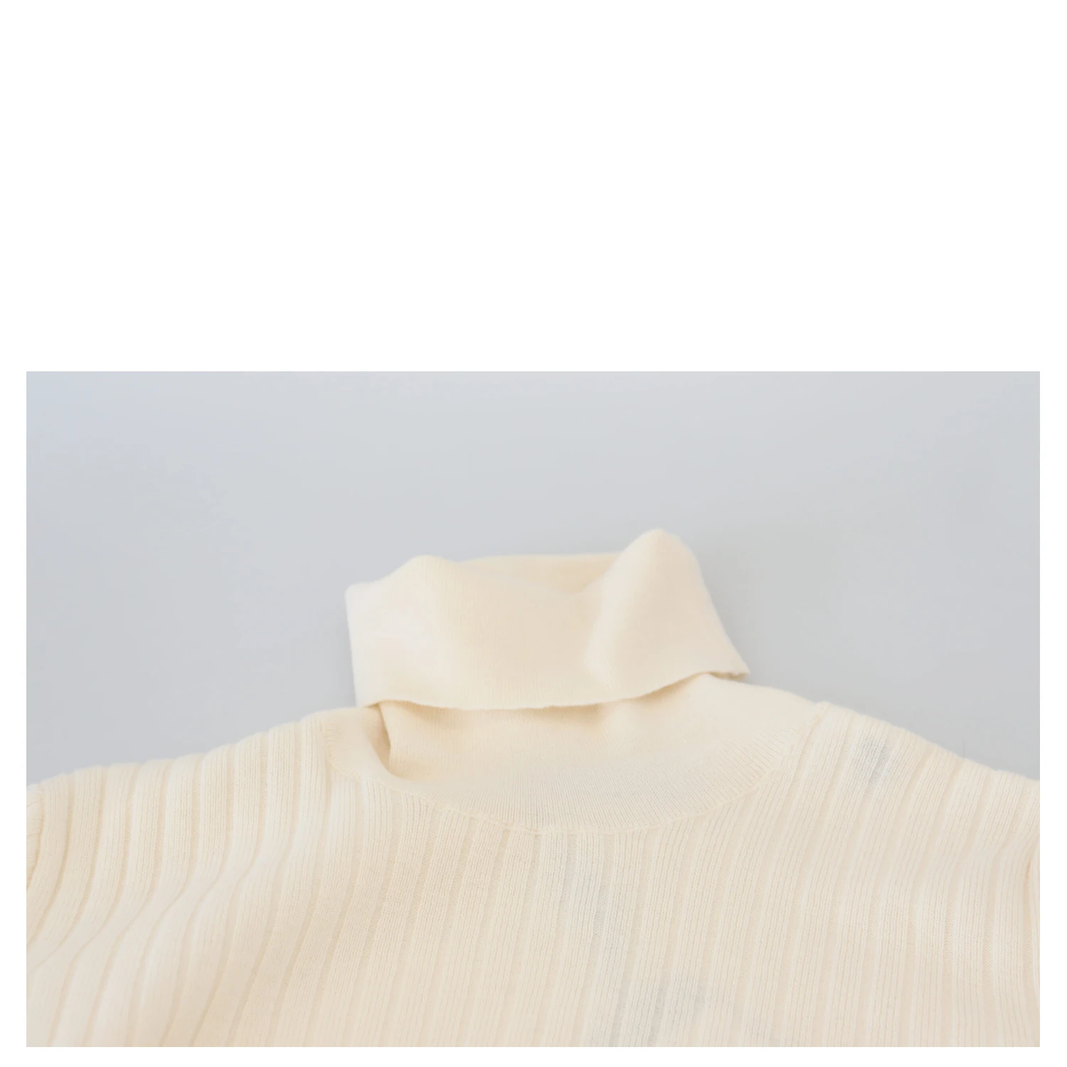 Ivory Turtleneck Distressed Cuff Pullover Sweater
