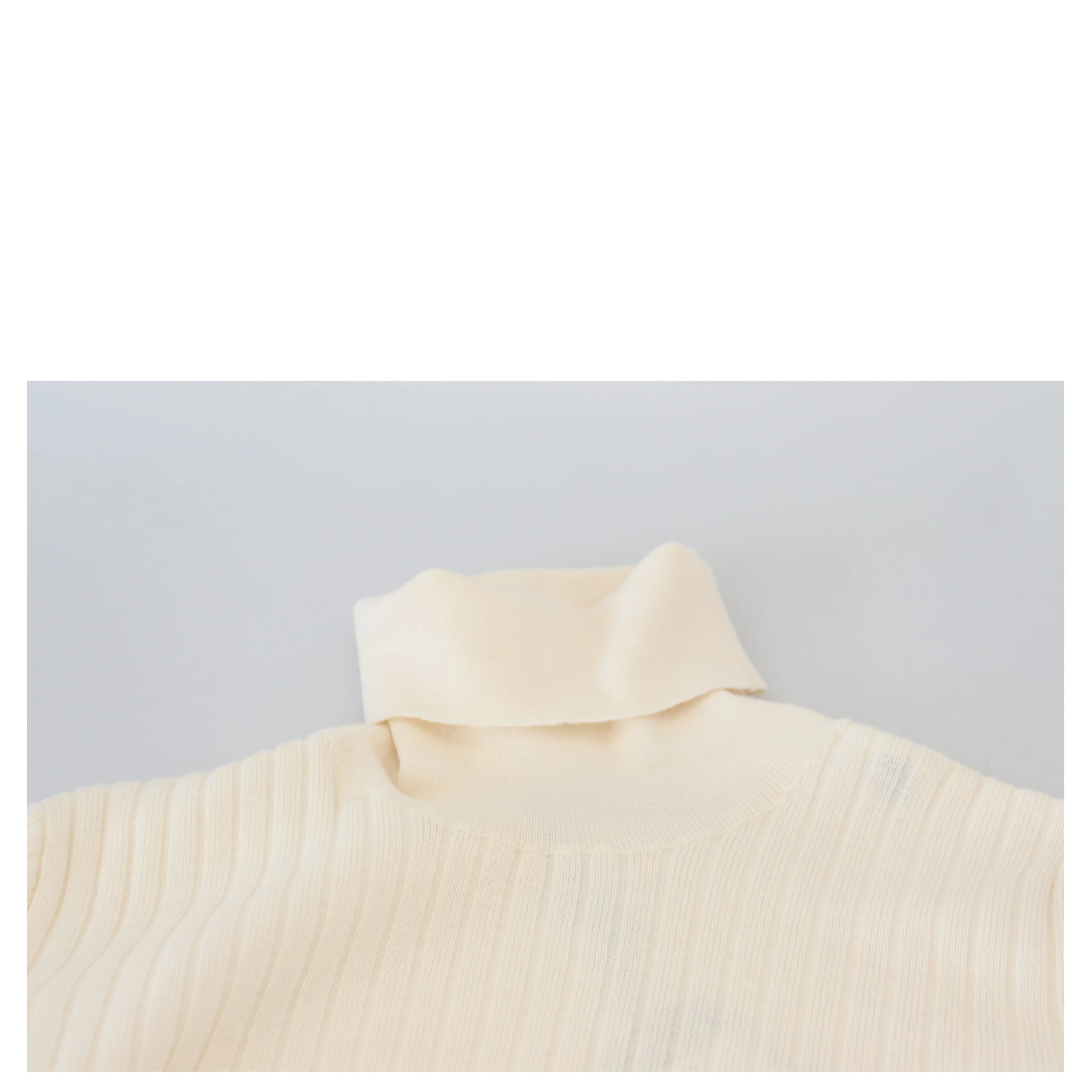 Ivory Turtleneck Distressed Cuff Pullover Sweater