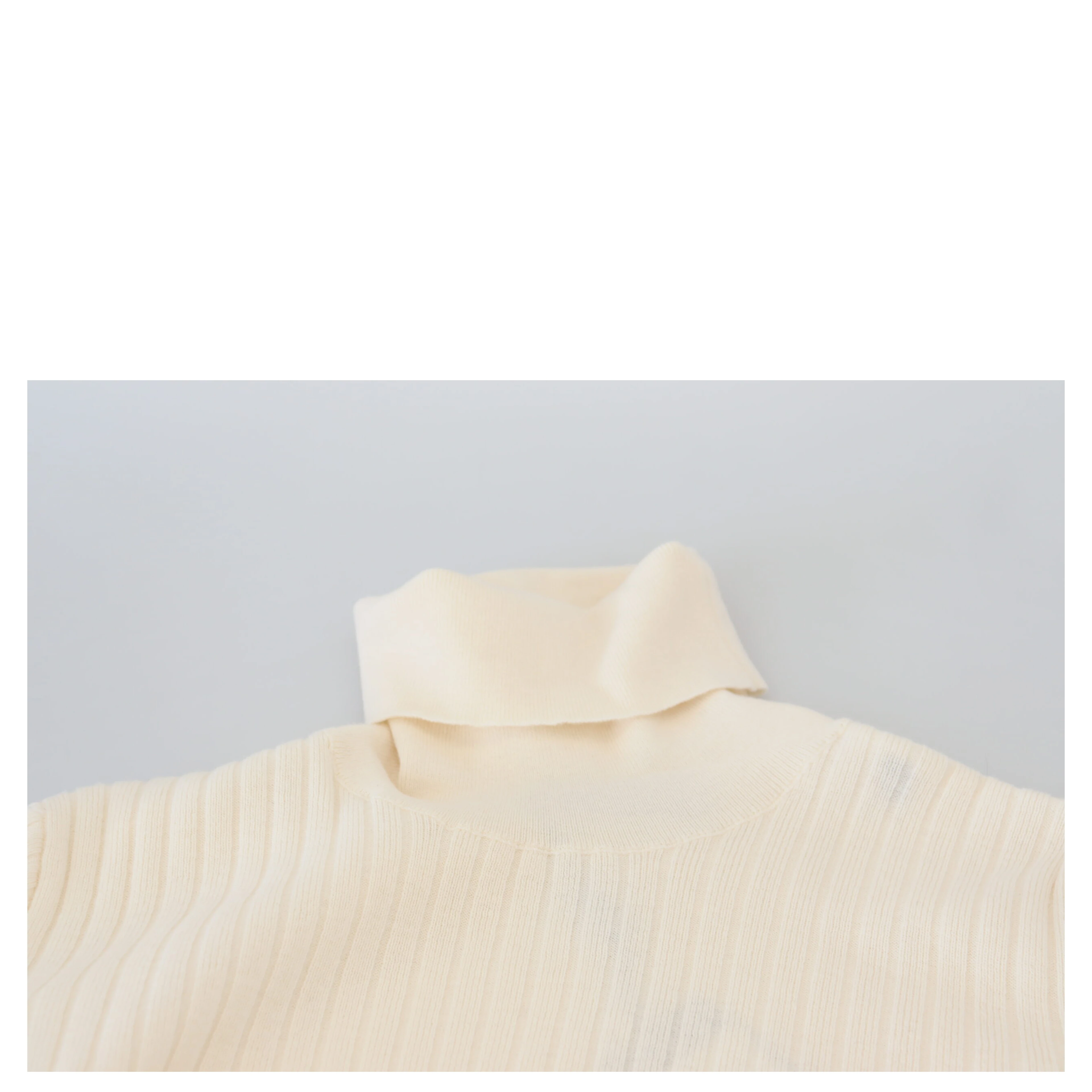 Ivory Turtleneck Distressed Cuff Pullover Sweater