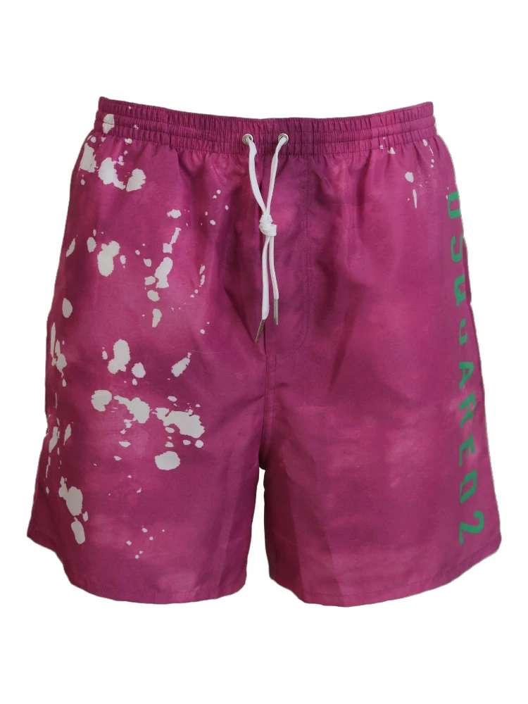 Pink Tie Dye Logo Men Beachwear Shorts Swimwear