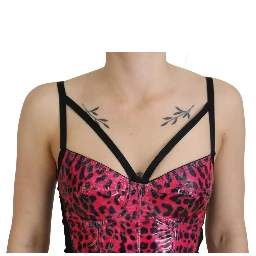 Pink Leopard Print Cropped Bustier Corset Top