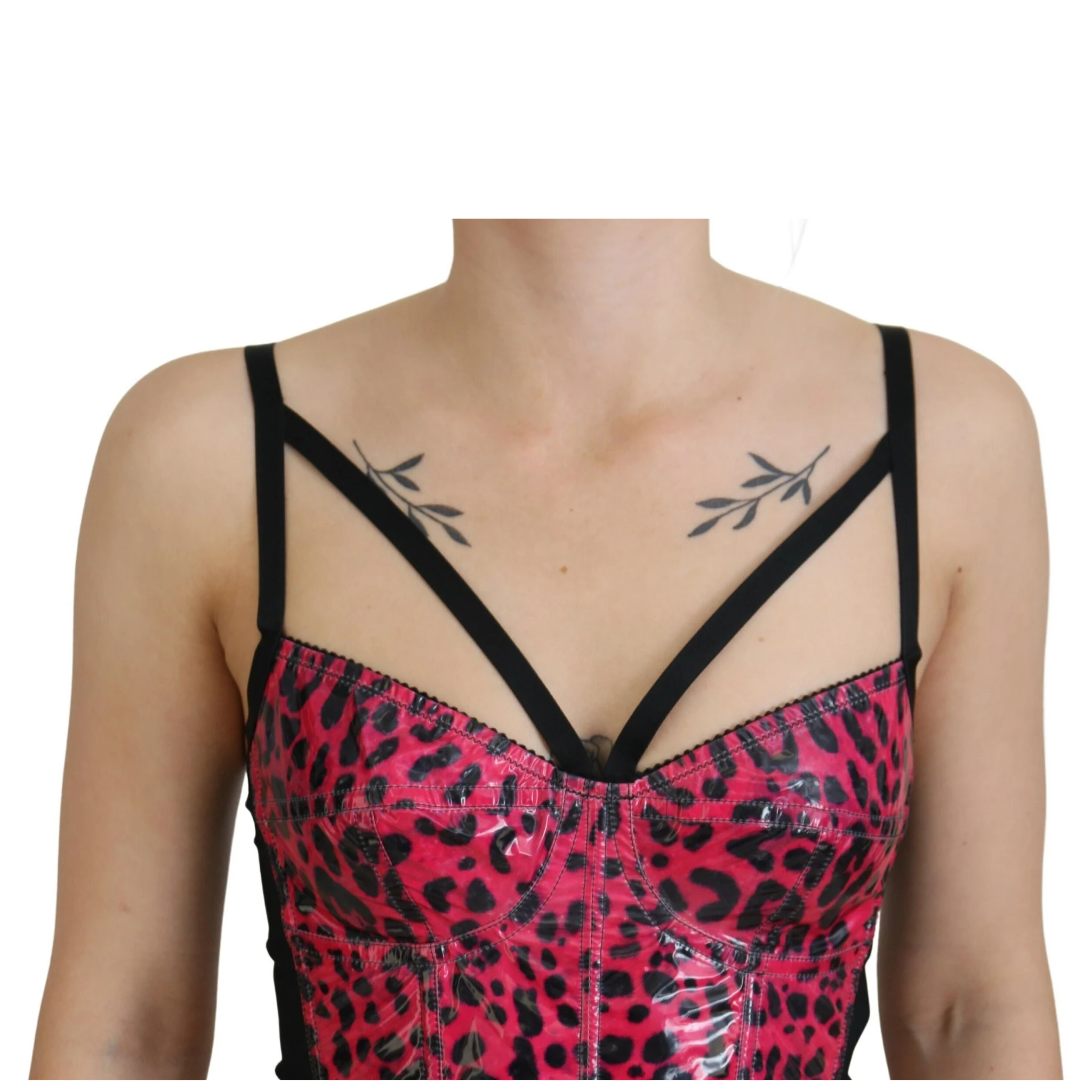 Pink Leopard Print Cropped Bustier Corset Top